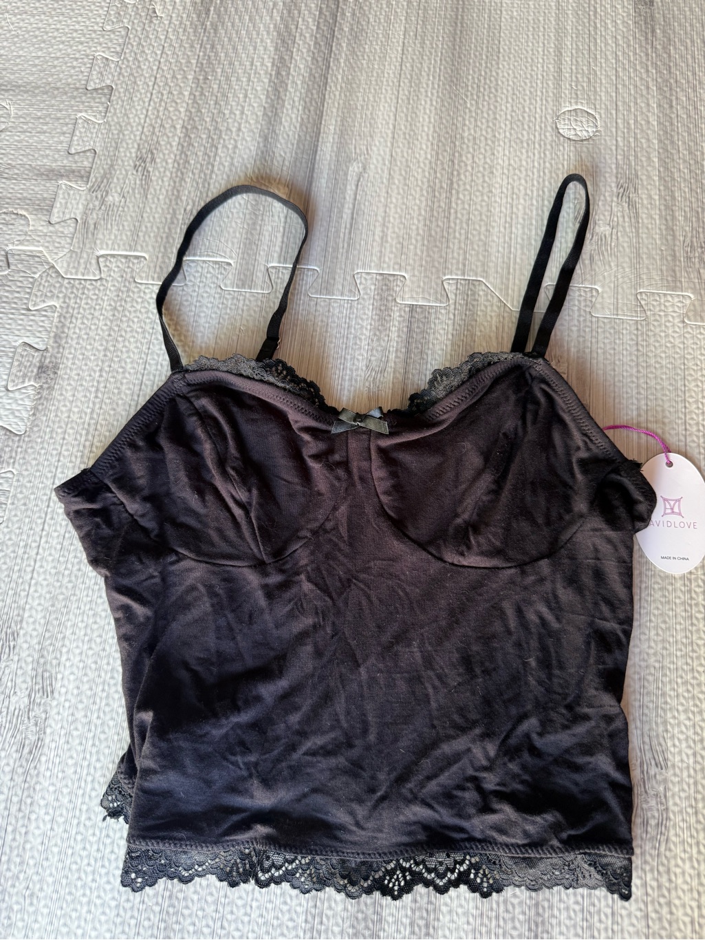 Wildlove Black Lace-Trim Camisole